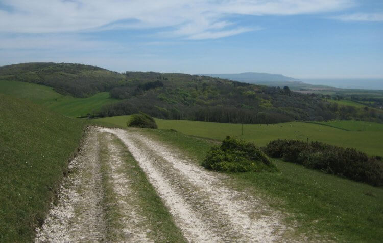 Freshwater Bay - Path across Compton Down Path across Compton Down