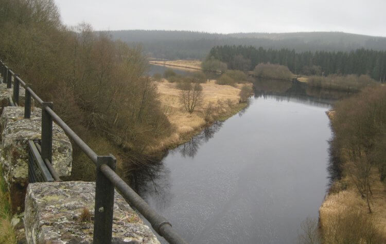 View from the top of the viaduct of Kielder burn