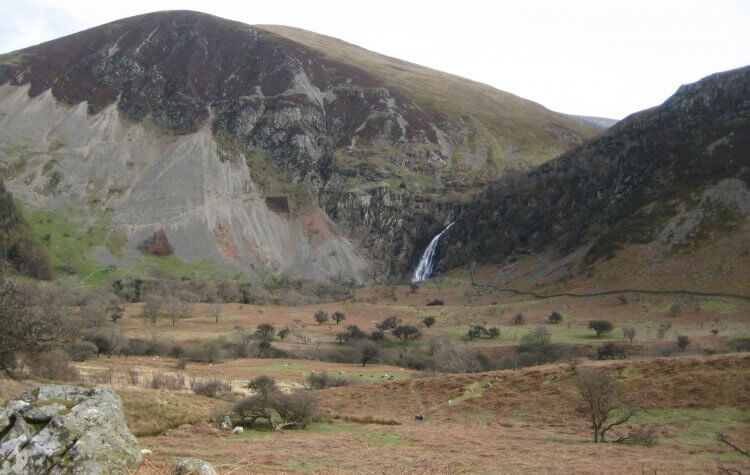 Llanfairfechan - Distant view of Aber Falls Distant view of Aber Falls