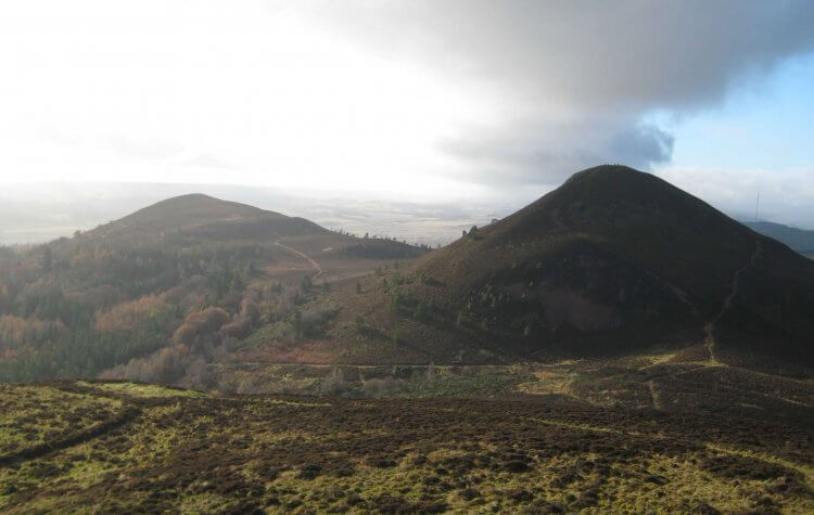 Melrose - Eildon Hills from the Cuthbert Way Eildon Hills from the Cuthbert Way