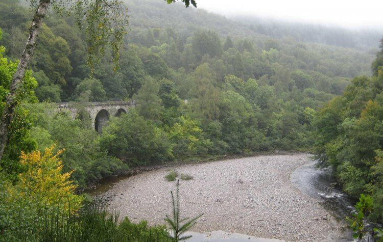 Train viaduct along the River Garry