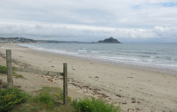 View across the beach of St Michael's Mount