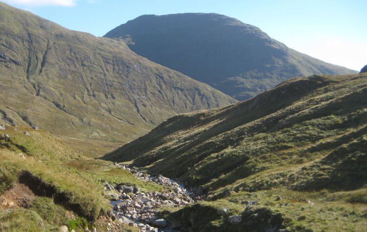 Ben Cruachan - The rough path along the stream from Cruachan reservoir The rough path along the stream from Cruachan reservoir
