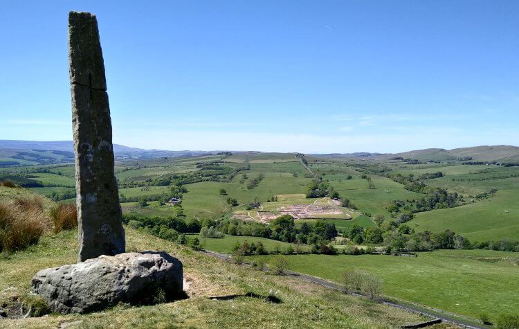 View of Vindolanda Roman Fort from the long stone