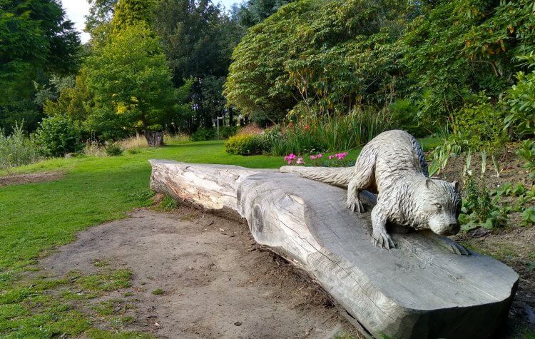 Ushaw - Wooden carving of an Otter Wooden carving of an Otter outside Ushaw College