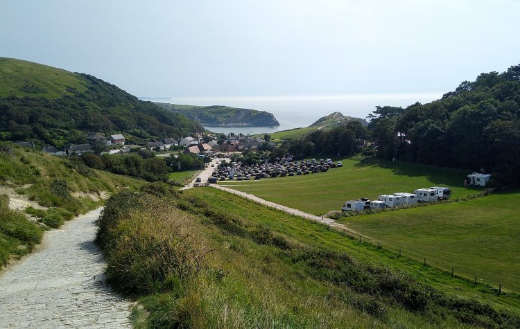 View down to Lulworth Cove