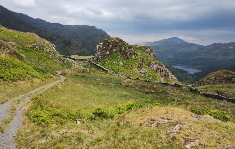 Distant view of Llyn Gwynant