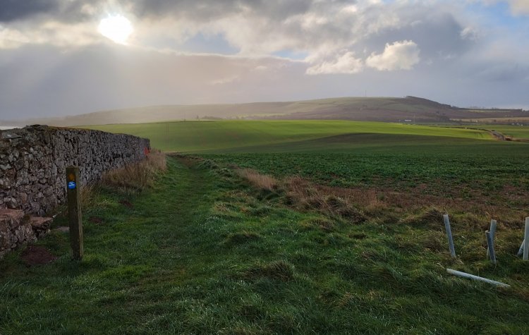 Eyemouth to Berwick - Sun peering through the clouds on the Berwickshire Coastal path Sun peering through the clouds on the Berwickshire Coastal path