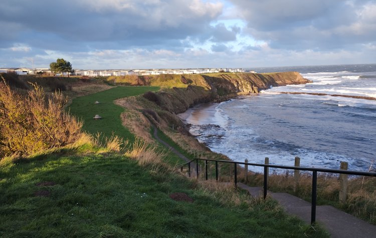 Eyemouth to Berwick - The cliffs at Berwick caravan park The cliffs at Berwick caravan park