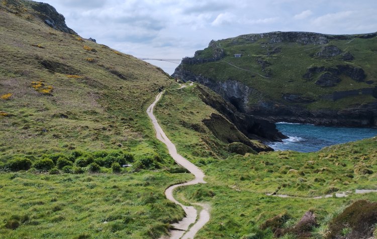 Boscastle to Tintagel - Path leading to the bridge over to Tintagel island Path leading to the bridge over to Tintagel island