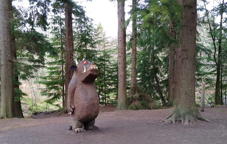 Wooden Gruffalo sculpture in Hamsterley Forest