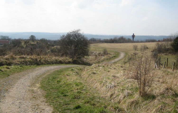 Distant view of the Angel of the North