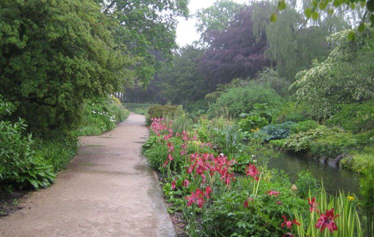 Dunham Massey - Path along the small garden lake Path along the small garden lake