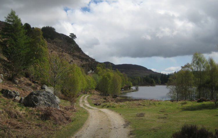 Dunkeld - Path along the banks of Rotmell Loch Path along the banks of Rotmell Loch